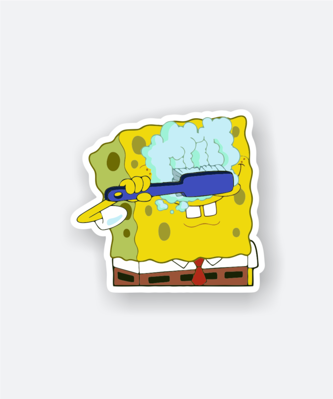 Sponge bob with brush sticker