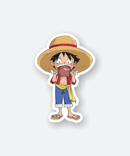 Chibi Luffy Eating Sticker - devisestore