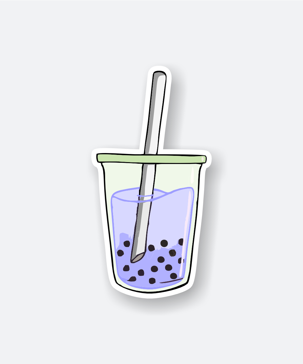 Aesthetic Boba Tea Sticker - Trendy Drink Vibes 1 Aesthetic boba tea sticker featuring a colorful cup with tapioca pearls.