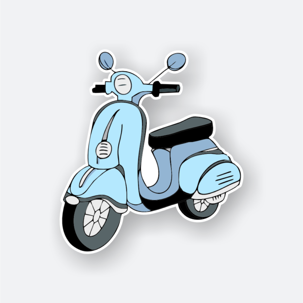 Aesthetic Scooter Sticker featuring a cool blue scooter design.
