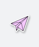 Paper rocket sticker in pastel purple color.