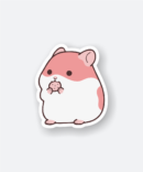 Cute hamster sticker featuring a chubby hamster holding a nut.