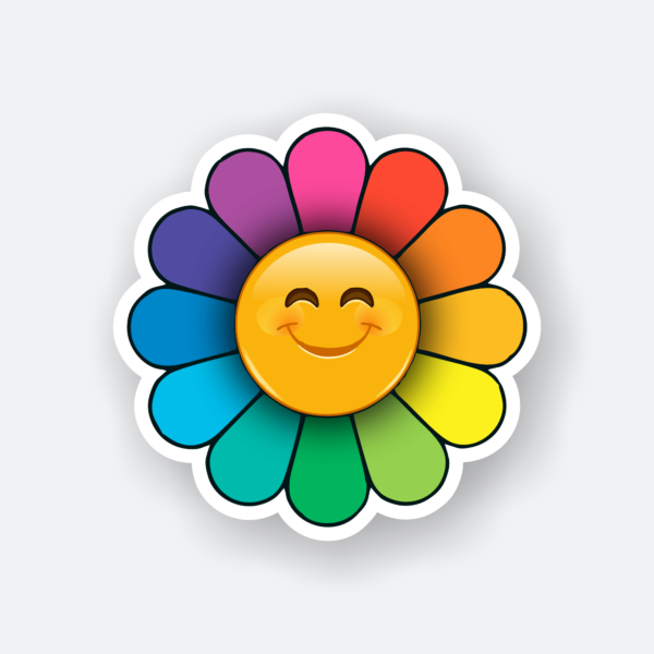 Cute Smiling Flower Sticker featuring cheerful design