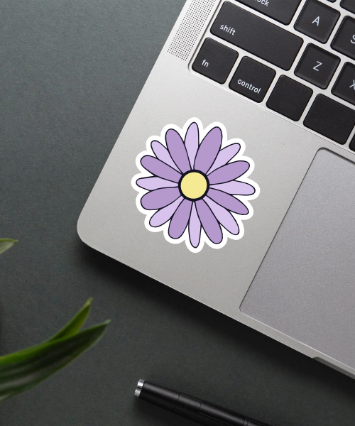 Mockup of Aesthetic Flower Sticker on a laptop.