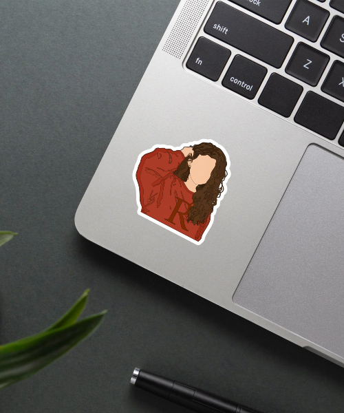 Mockup of andrea pinilla gomez sticker applied on a laptop.
