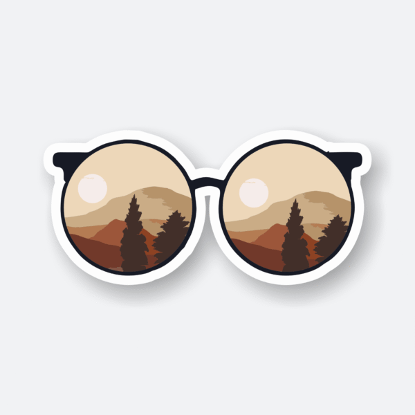 Aesthetic Sunglass Sticker featuring a mountain view