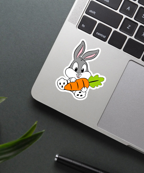 Little Bunny Sticker applied on a laptop surface.