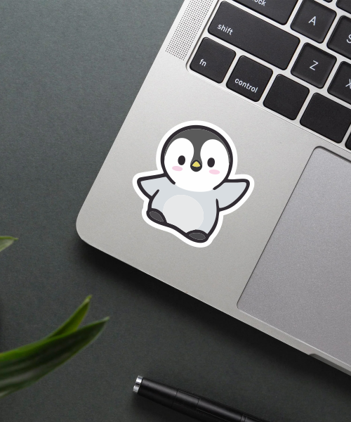 Mockup of the Cute Penguin Sticker applied on a phone.