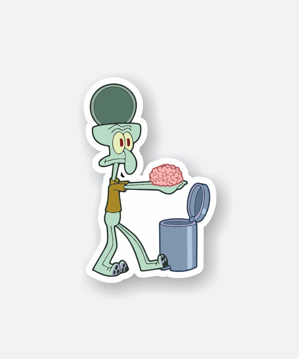 squidward throwing brain vinyl sticker