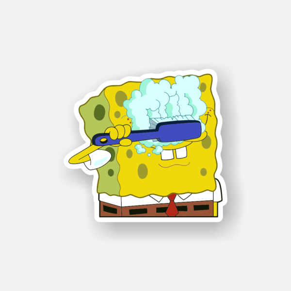 spongebob cleaning eyes sticker