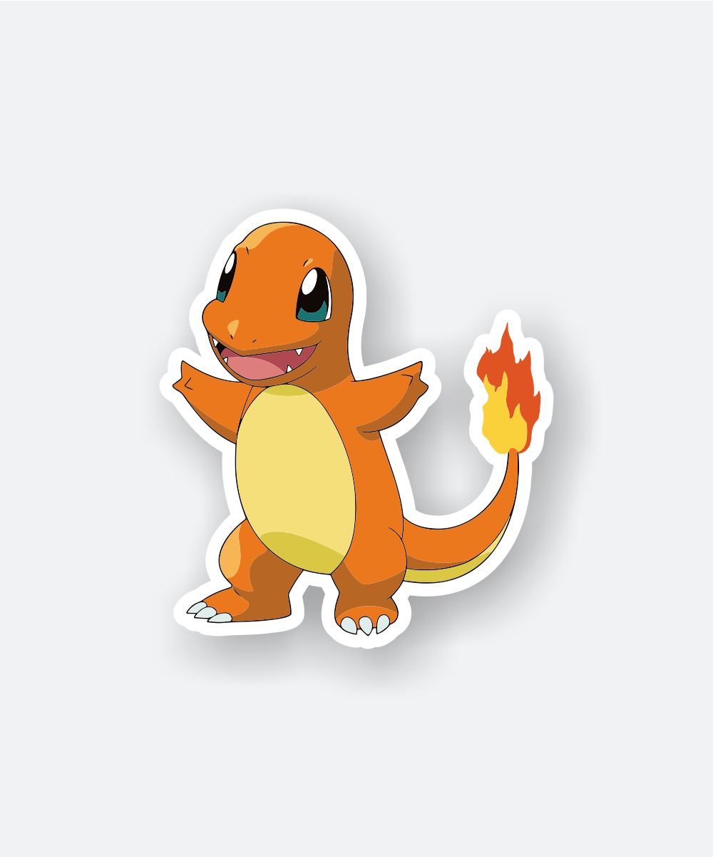 Charmander Pokemon Sticker with Bright Flame and Cute Pose 1 charmander pokemon sticker