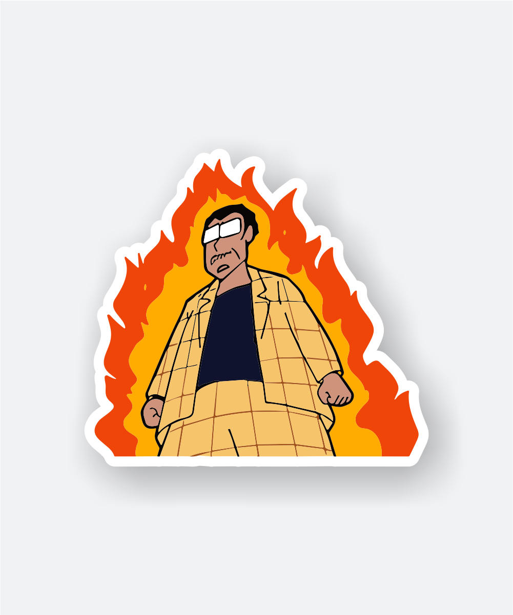 Amazing Sinchan Principal Angry Cartoon Sticker with Fire 1 sinchan principal sticker
