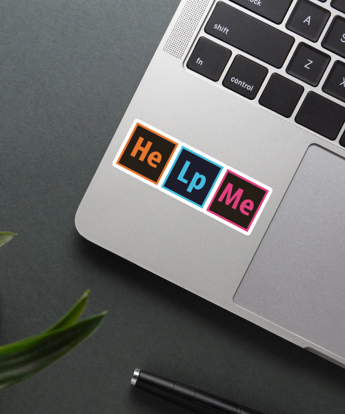 Help Me Sticker on a planner surface.