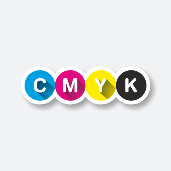 CMYK logo sticker showcasing vibrant colors.