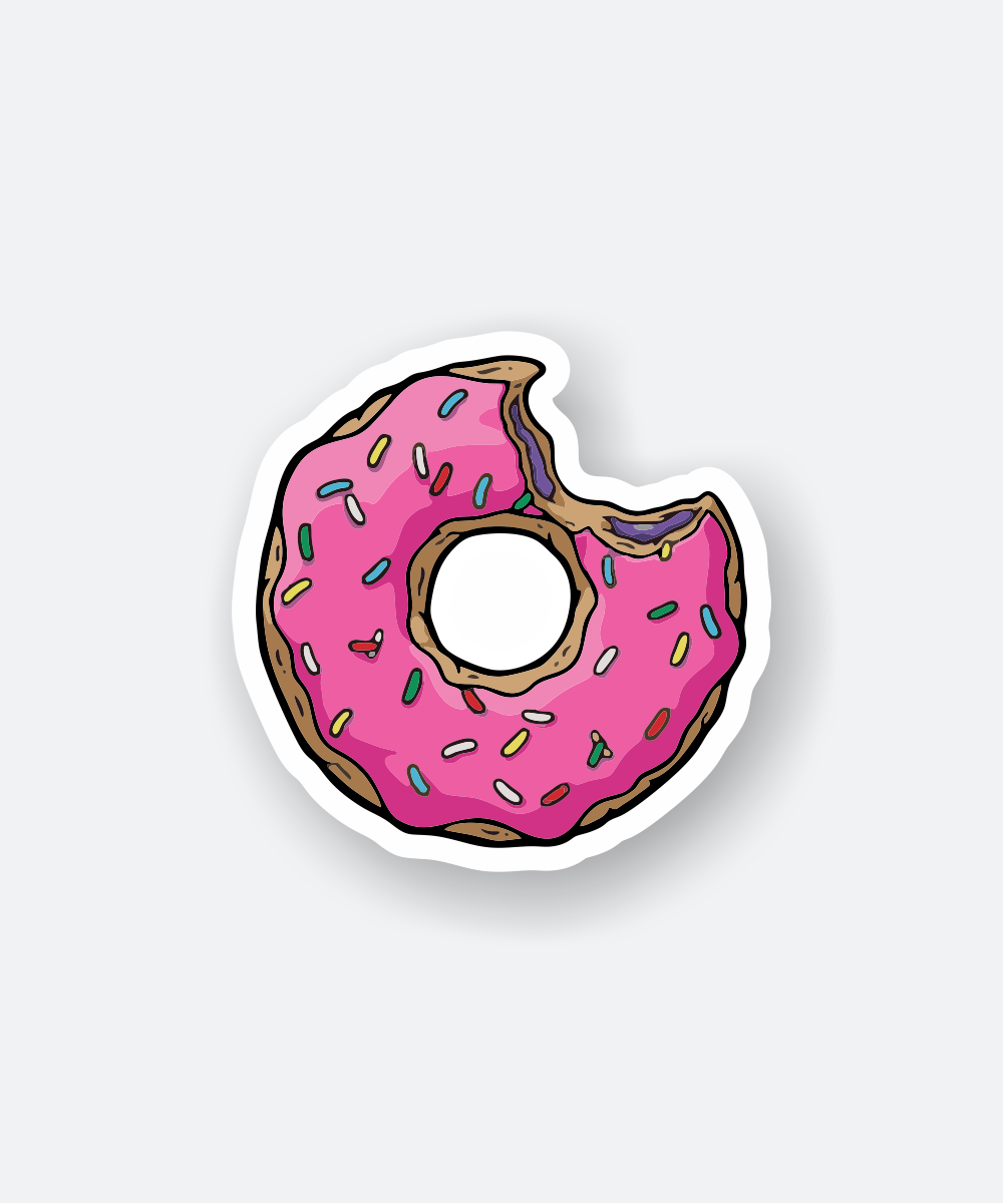 Amazing Bitten Donut Sticker - Cute Pink Treat 1 bitten donut sticker