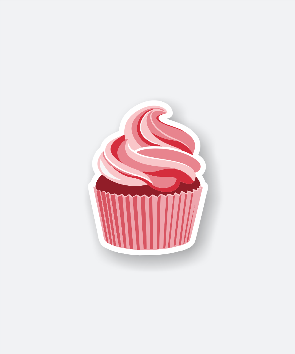 Premium Red Velvet Cupcake Sticker - Perfect for Dessert Lovers 1 red velvet cupcake sticker