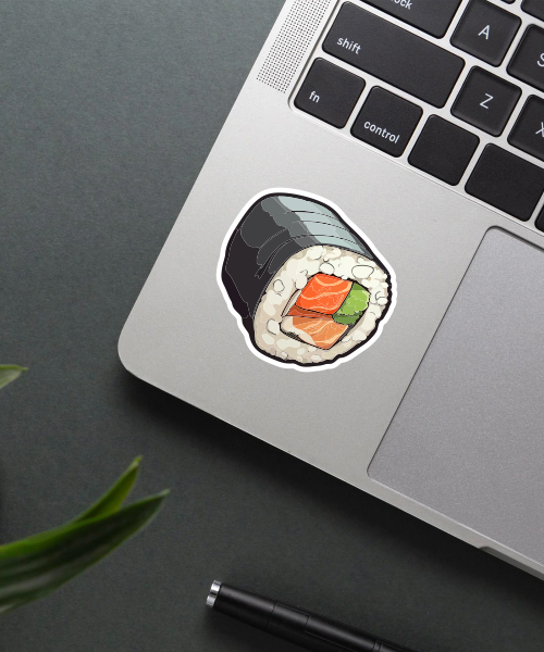 Sushi Roll sticker on a phone surface.