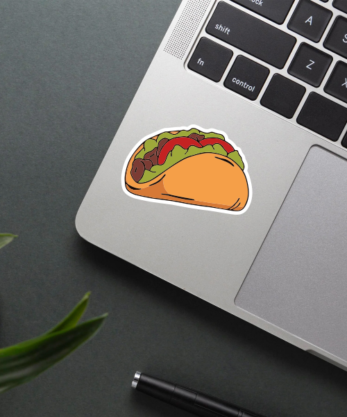 Fast Food Taco Sticker on a laptop.