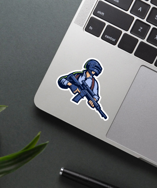 Mockup showing the Pubg IGL sticker on a laptop.
