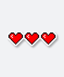 8-Bit Mario heart sticker featuring a pixelated design.