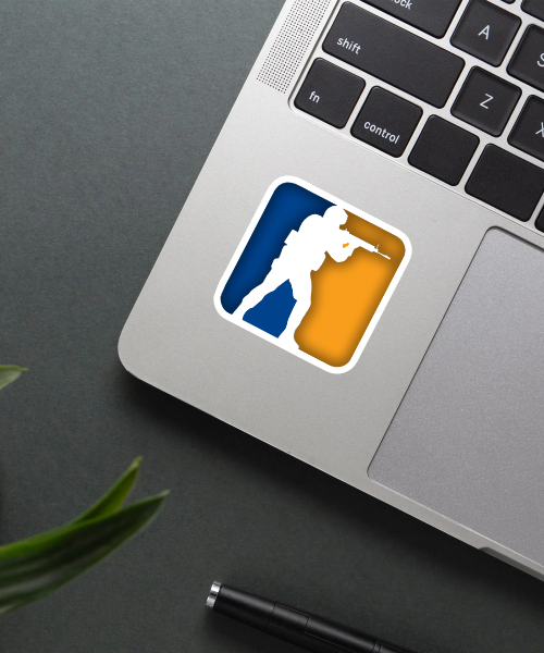 Counter Strike logo sticker applied on a laptop.