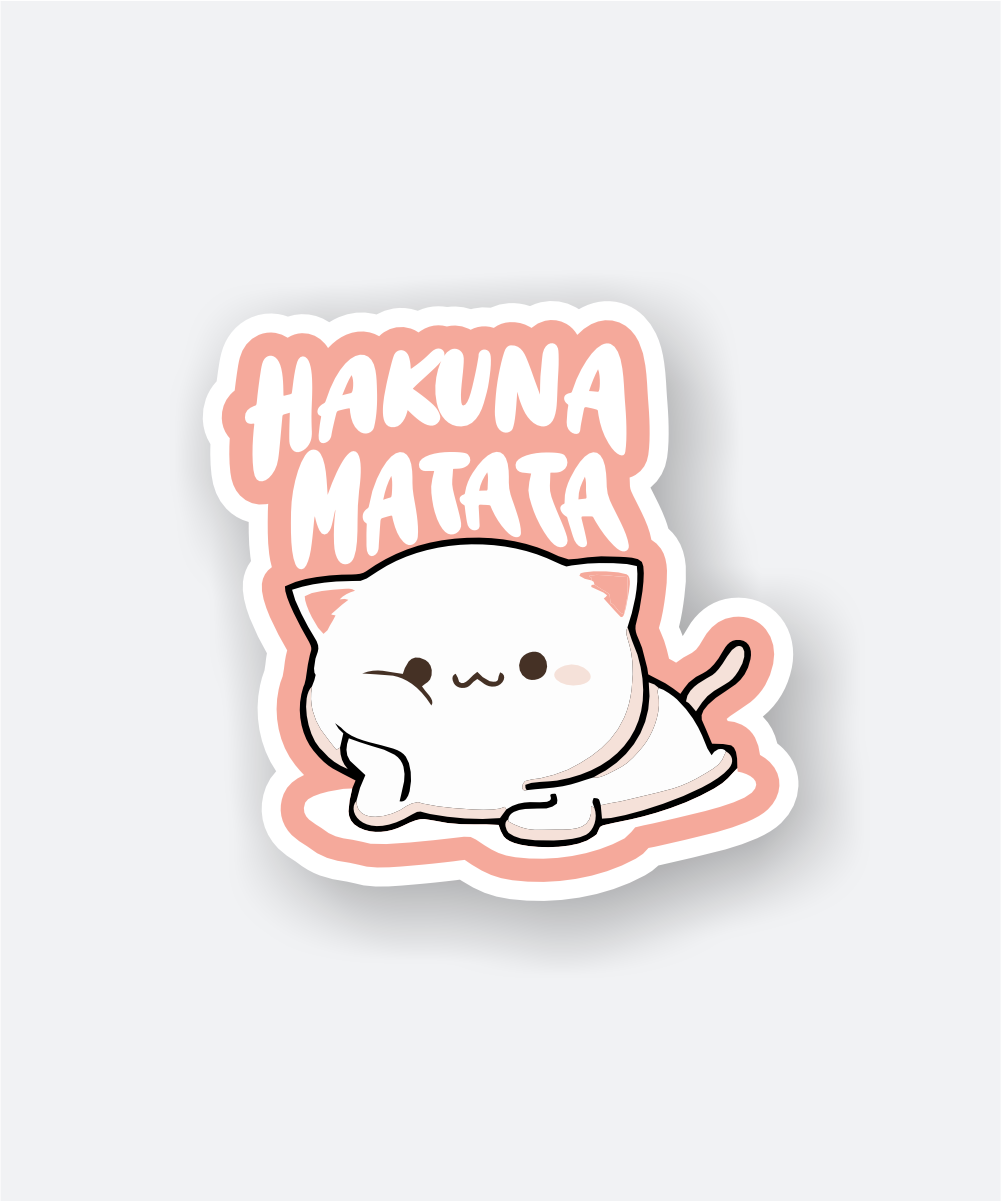 Hakuna Matata Sticker - Cute Cat Design 1 Hakuna Matata sticker featuring a cute cat design.
