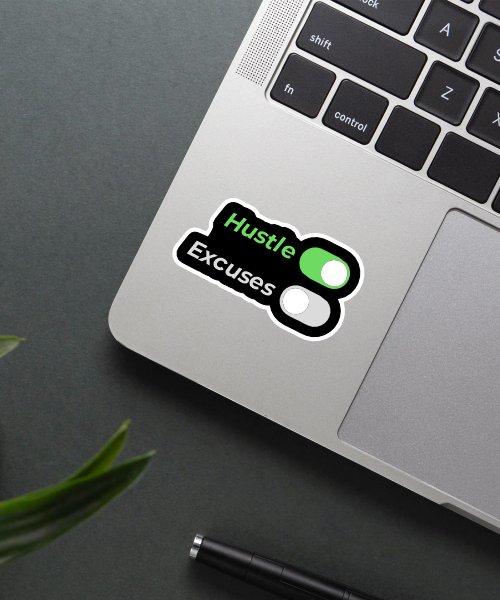 Hustle Mode On Sticker applied on a laptop