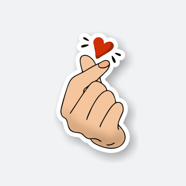 kpop music sticker with korean love hand gesture and heart