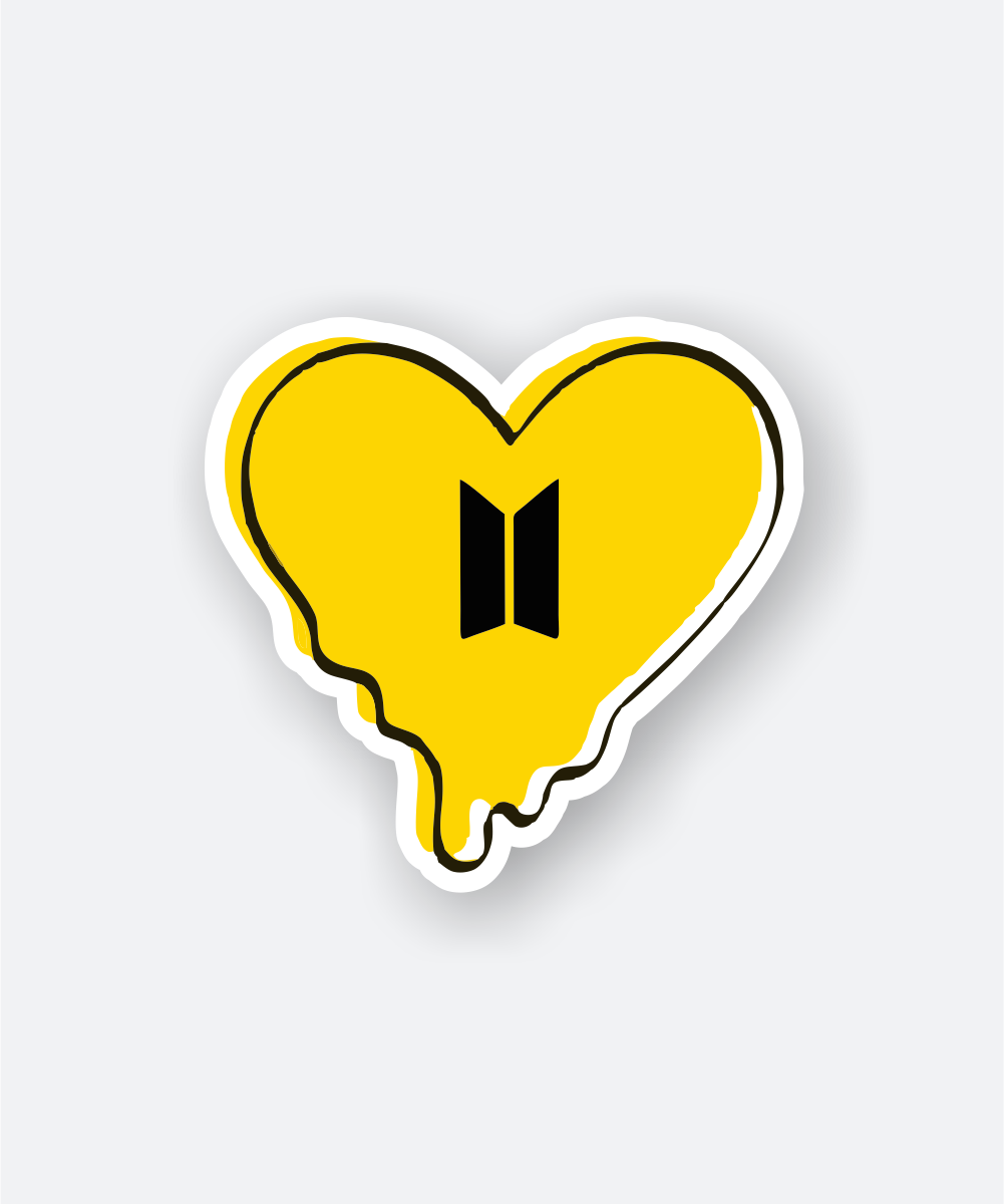 BTS Butter Vinyl Sticker with Yellow Melting Heart and Black Logo 1 bts butter vinyl sticker