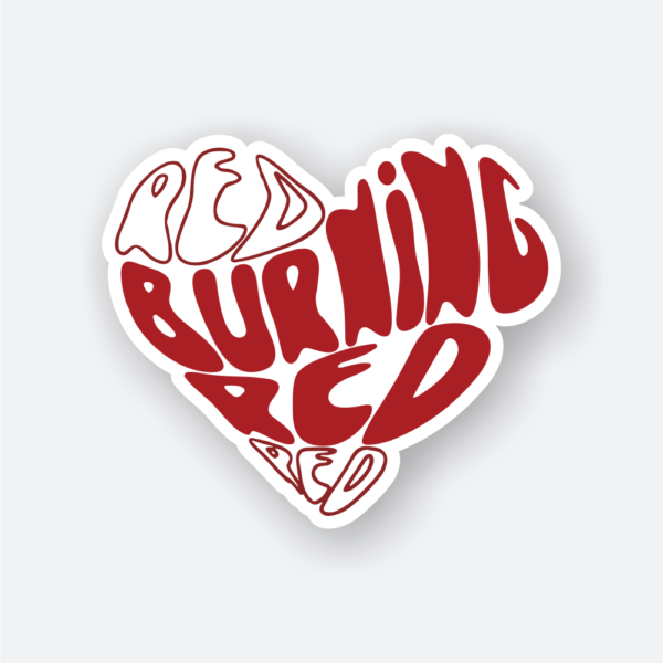 red burning heart sticker