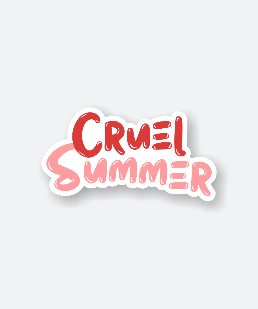 Trendy Cruel Summer Sticker with Pink and Red Bubble Letters 1 cruel summer sticker