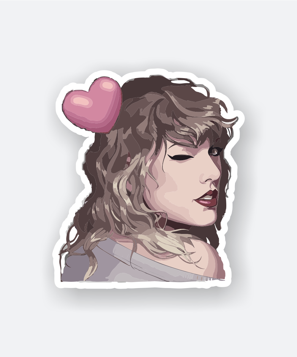 Taylor Swift Sticker with Winking Face and Pink Heart Amazing Style 1 taylor swift sticker