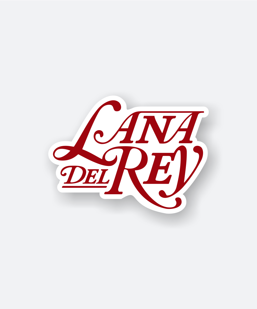 Lana Del Rey Classic Red Name Sticker with Elegant Script 1 lana del rey sticker