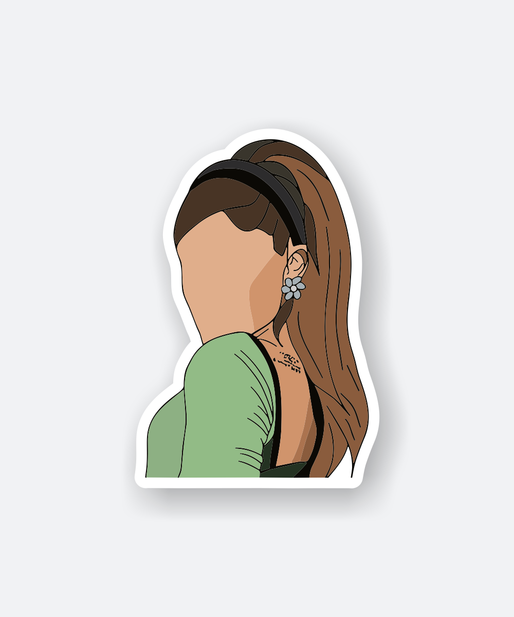 Ariana Grande Positions Concert Sticker in Green Dress with Headband 1 ariana grande positions concert sticker