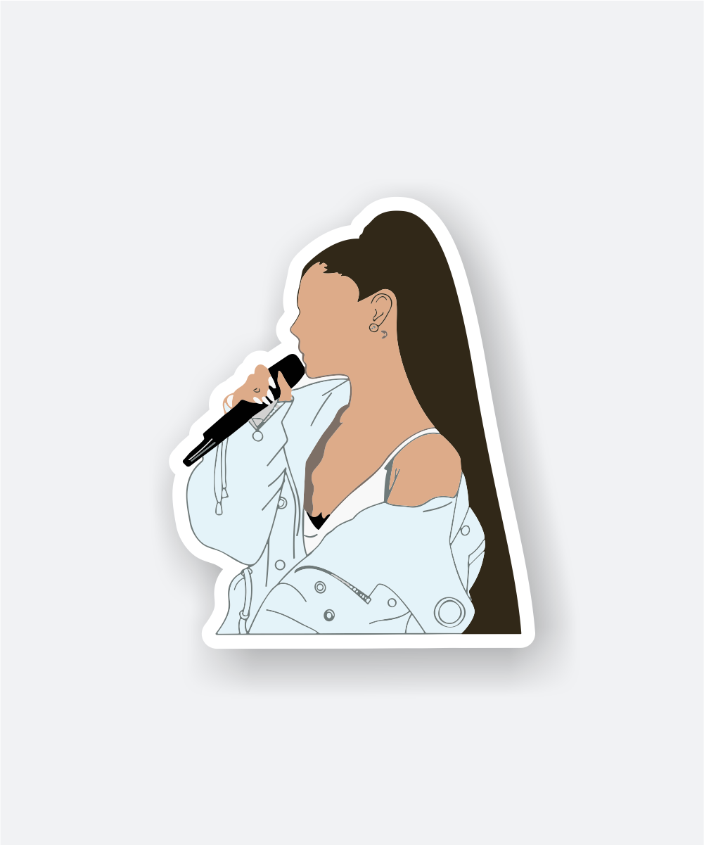 Amazing Ariana Grande Singing Sticker with Mic and Ponytail 1 ariana grande singing sticker