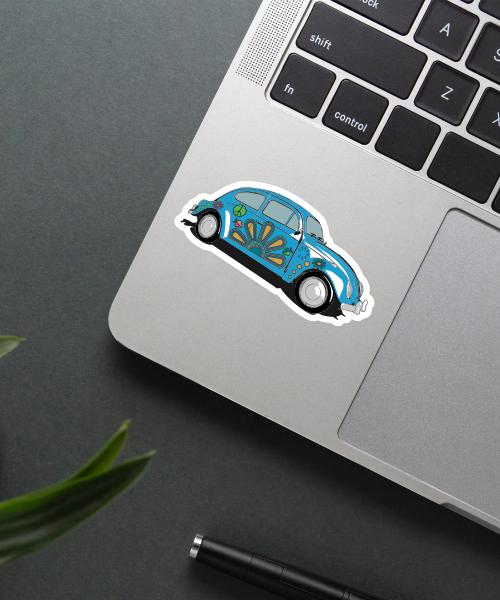 vintage car sticker sticker on a laptop