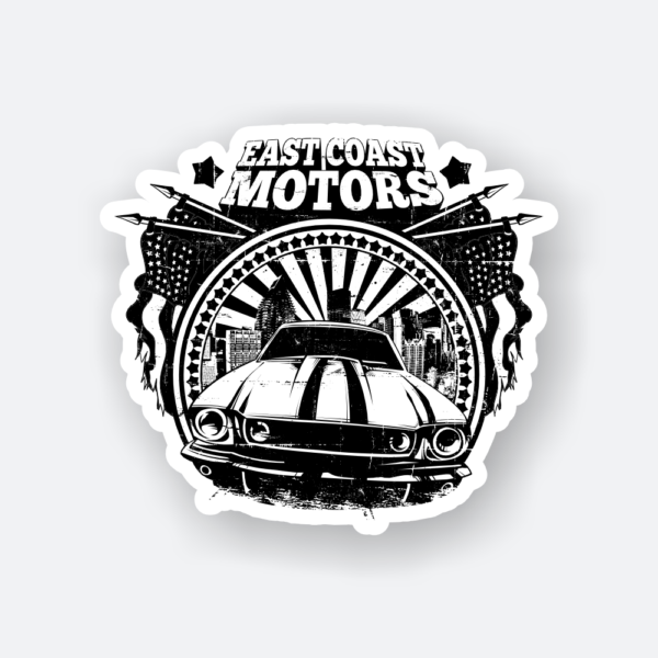 moto enthusiast sticker East Coast Motors classic car