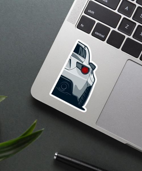 gt86 subaru brz rear car moto enthusiast sticker on laptop surface