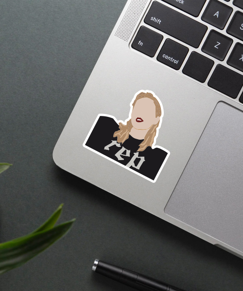 Taylor Swift REP faceless portrait sticker on laptop surface