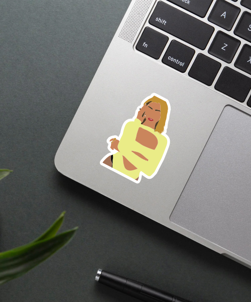 dua lipa future nostalgia vinyl sticker on laptop surface showing retro red blue style