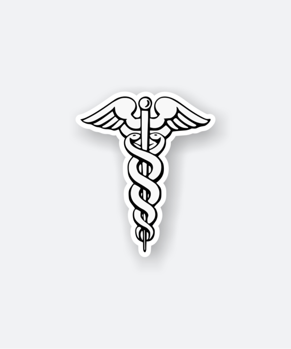 Caduceus Medical Symbol Sticker Premium Black White Style - Devise Store