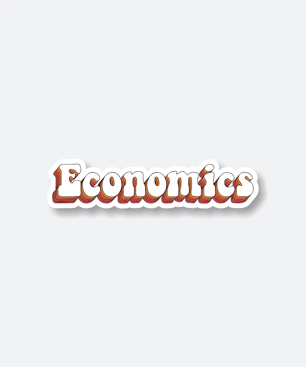 Economics Sticker with Retro 3D Text Style in Warm Colors 1 economics sticker