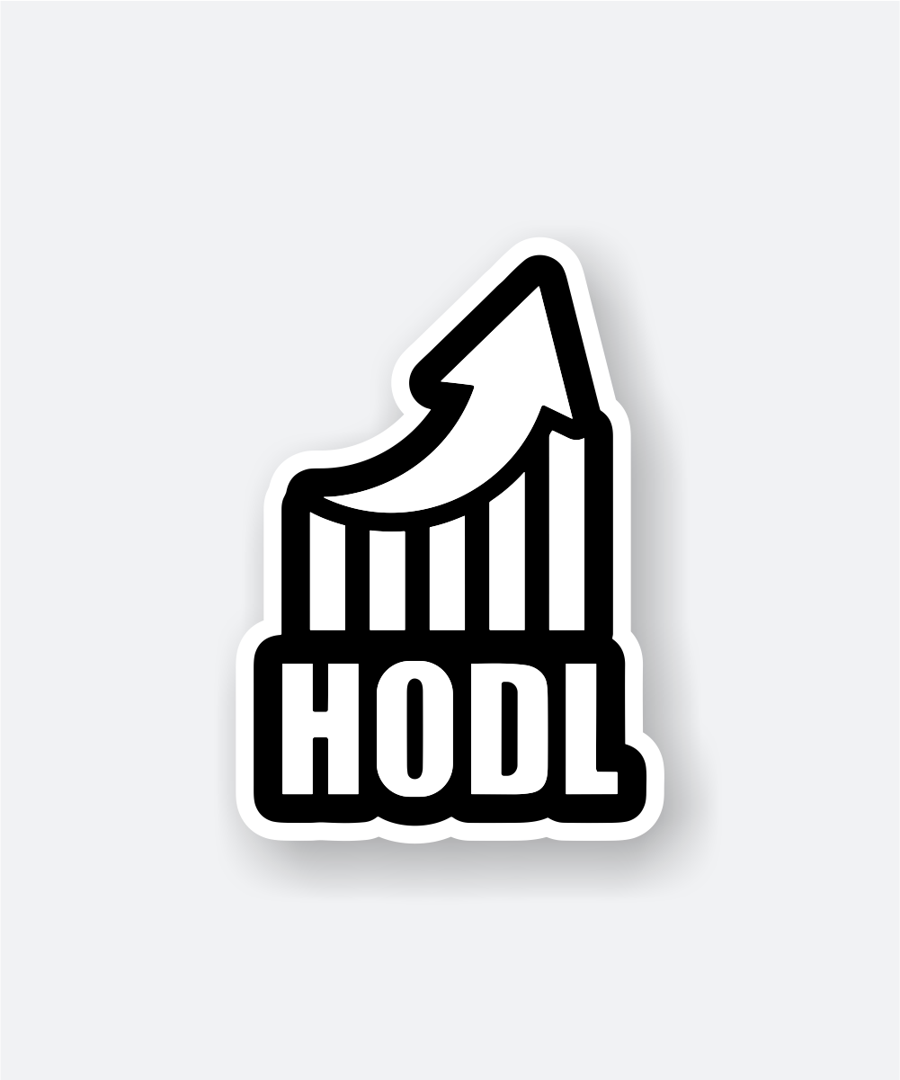 HODL Sticker with Upward Arrow Graph in Black and White 1 hodl sticker