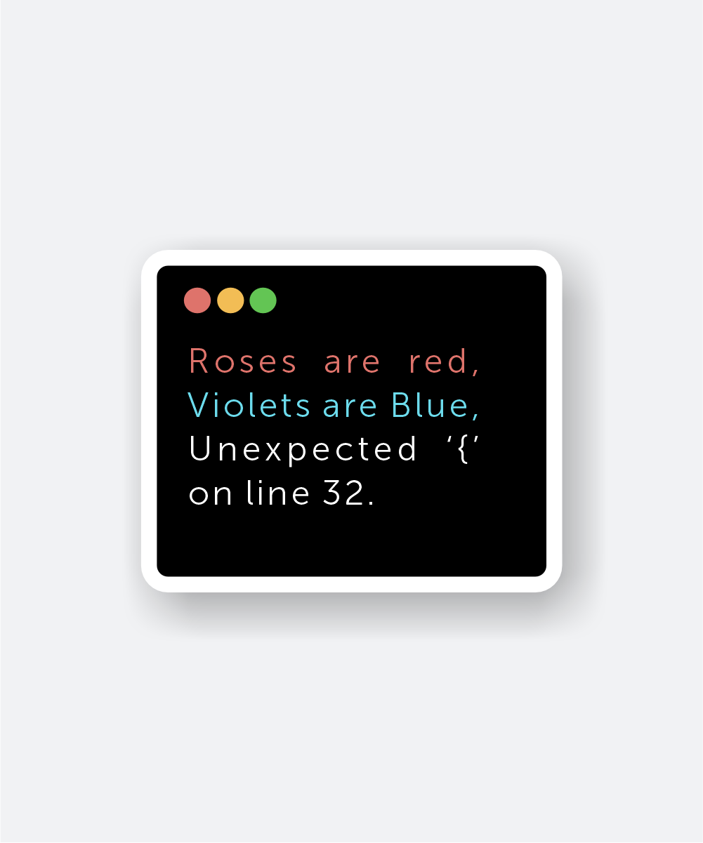 Unexpected Poem sticker featuring a humorous coding poem.