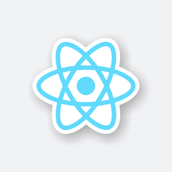 React sticker featuring a modern design for developers.