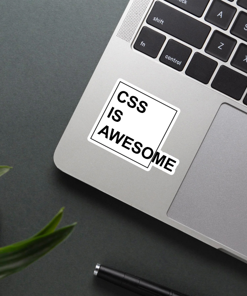 Mockup of the CSS is Awesome Sticker on a laptop.