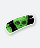 alien behind glass sticker