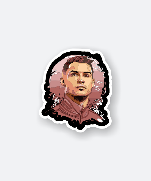 Ronaldo face sticker featuring a striking design.