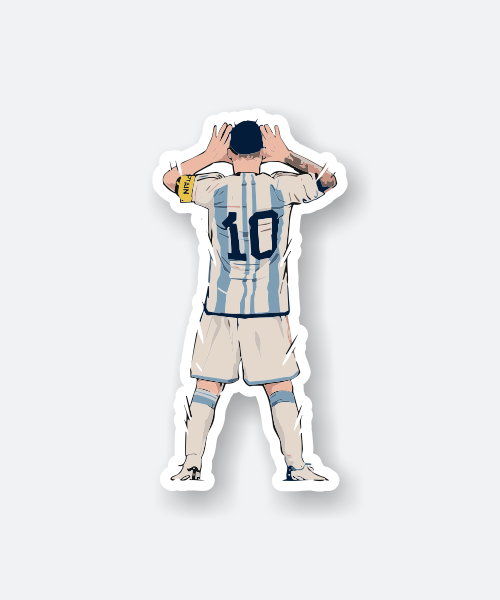 Messi 10 sticker showcasing the football legend in action.