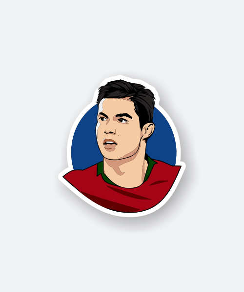 ronaldo young sticker